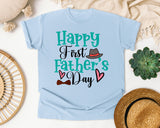 Happy First Father's Day Teal graphic tee in Chambray