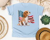 Puppy With American Flag graphic tee in Chambray