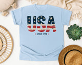 USA Since 1776 graphic tee in Chambray