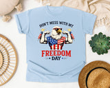 Don't Mess With My Freedom Day Grey graphic tee in Chambray