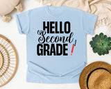 Hello Second Grade Pen graphic tee in Chambray