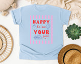 Happy To See Your Face graphic tee in Chambray