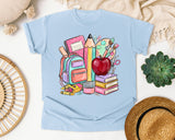 School Supplies Backpack Apple graphic tee in Chambray