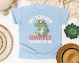 My Teacher Survived 100 Days Of Me graphic tee in Chambray