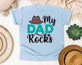 My Dad Rocks White graphic tee in Chambray