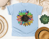 Patriotic Sunflower graphic tee in Chambray