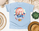Bunnies In Hot Air Balloon graphic tee in Chambray