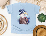 Eagle In Flag Hat Grey graphic tee in Chambray