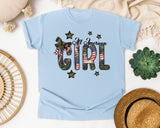 All American Girl Brown graphic tee in Chambray