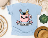 Teach Love Inspire Mug graphic tee in Chambray