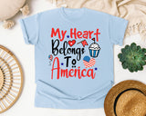 My Heart Belongs To America Red graphic tee in Chambray