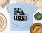 Father Husband Meat Smoker Legend Black graphic tee in Chambray