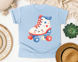 Patriotic Roller Skate graphic tee in Chambray