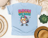Bruh We Back Baseball Dab graphic tee in Chambray