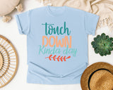 Touch Down Kinda Day Teal graphic tee in Chambray