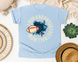 Loud And Proud Football Mom Circle graphic tee in Chambray