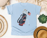 Golf Bag American Flag graphic tee in Chambray
