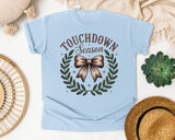 Touchdown Season Bow Wreath graphic tee in Chambray