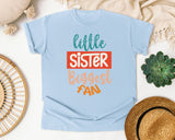Little Sister Biggest Fan graphic tee in Chambray