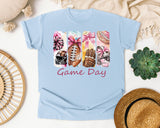 Game Day Football Bows graphic tee in Chambray