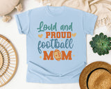 Loud And Proud Football Mom Script graphic tee in Chambray