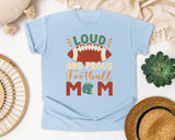 Loud And Proud Football Mom Helmet graphic tee in Chambray