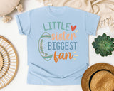 Little Sister Biggest Fan Outline graphic tee in Chambray