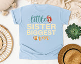 Little Sister Biggest Fan Bold graphic tee in Chambray