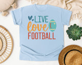 Live Love Football Hearts graphic tee in Chambray
