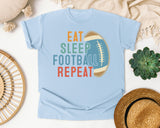 Eat Sleep Football Repeat Retro graphic tee in Chambray