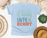 Classy Until Kickoff graphic tee in Chambray