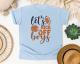 Lets Kick Off Boys graphic tee in Chambray