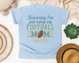 Swearing Im Just Using My Football Mom Words graphic tee in Chambray