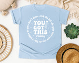 You Got This Test Day White graphic tee in Chambray