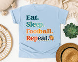 Eat Sleep Football Repeat Stacked graphic tee in Chambray