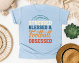 Stressed Blessed And Football Obsessed Bold graphic tee in Chambray