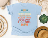 Im Bleacher Braggin Spirit Shown Football Mom graphic tee in Chambray