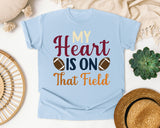 My Heart Is On That Field graphic tee in Chambray