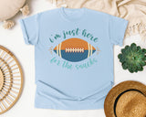 Im Just Here For The Snacks Football graphic tee in Chambray