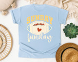 Sunday Funday Football Heart graphic tee in Chambray