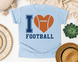 I Love Football Heart graphic tee in Chambray