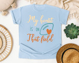 My Heart Is On That Field Script graphic tee in Chambray