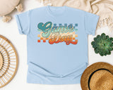 Game Day Retro Stripes graphic tee in Chambray