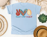 Peace Love Football Leopard graphic tee in Chambray