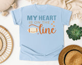 My Heart Is On The Line graphic tee in Chambray