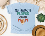 My Favorite Player Calls Me Mom Navy graphic tee in Chambray