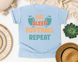 Eat Sleep Football Repeat Teal graphic tee in Chambray