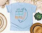 Our Proud Football Mama graphic tee in Chambray
