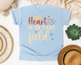 My Heart Is On That Field Gold graphic tee in Chambray