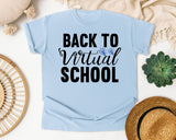 Back To Virtual School graphic tee in Chambray
